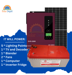 -------- HomeLite Package --------  2kVA Inverter  2 x 200Ah AGM Battery  2 x 545W Solar Panel  Roof Rack  Thunder Arrestor  Cables 